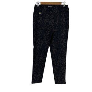 Joseph Ribkoff Black Snake Print Slim Leg Pants Stretch Waistband Women's Sz 14